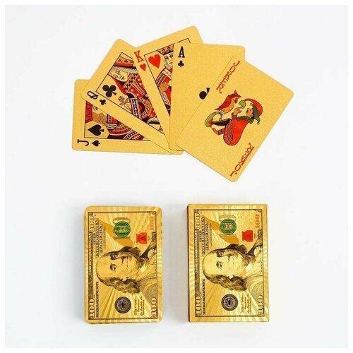 карты игральные пластиковые 100 $ 55 шт 9 х 6 см Карты игральные пластиковые '100 ', 55 шт, 9 х 6 см