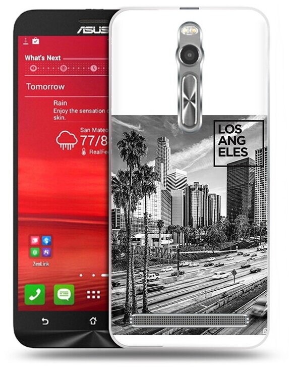 Чехол задняя-панель-накладка-бампер MyPads черно белый лос анджелес для ASUS Zenfone 2 ZE550ML/ZE551ML 5.5 (Z008D/Z00AD) противоударный