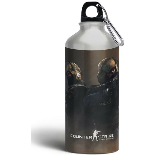 фото Бутылка спортивная,туристическая фляга, 500мл с карабином counter strike go 1-19 brutbottle