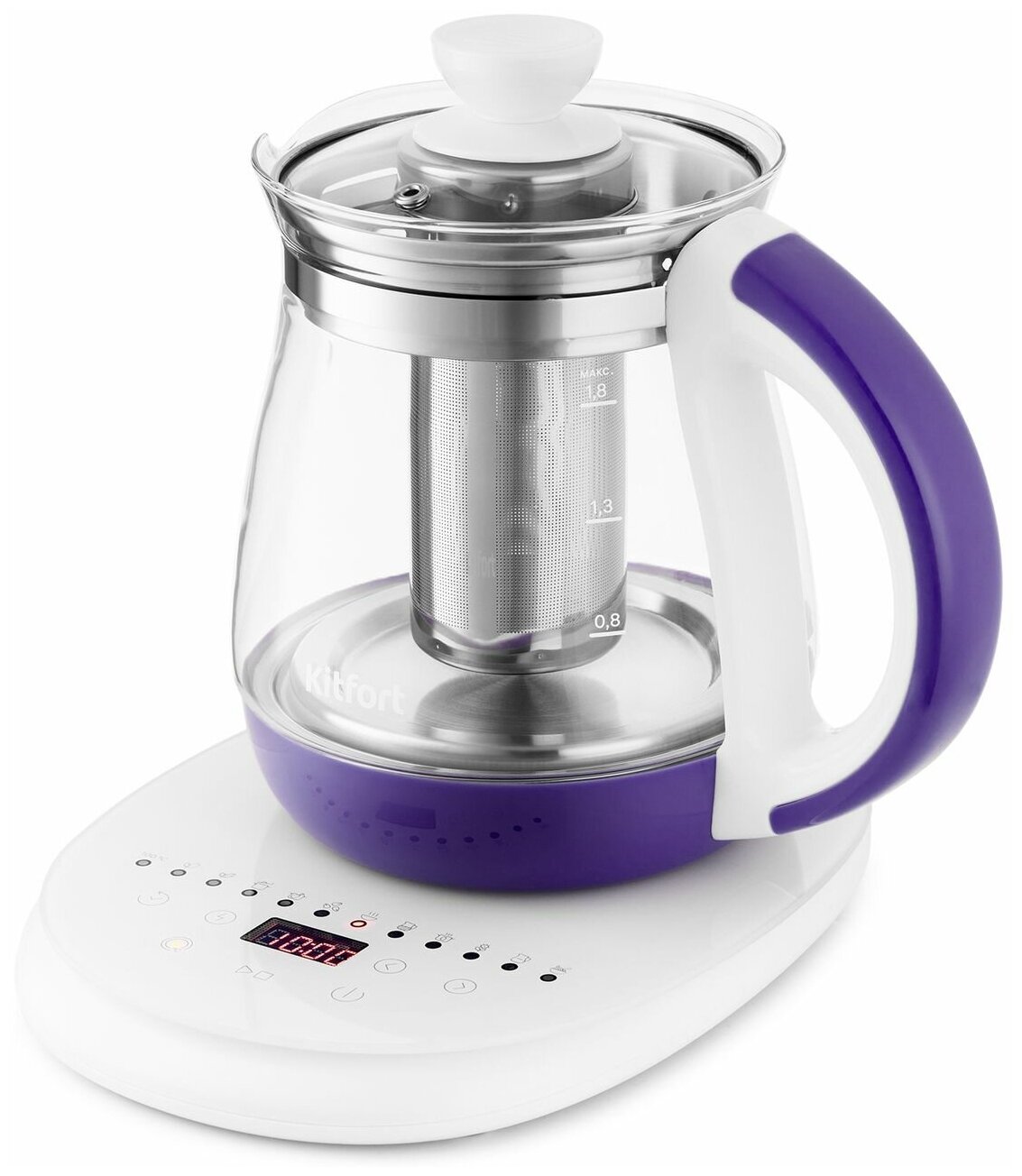 Чайник Kitfort КТ-6130-1 бело-фиолетовый .