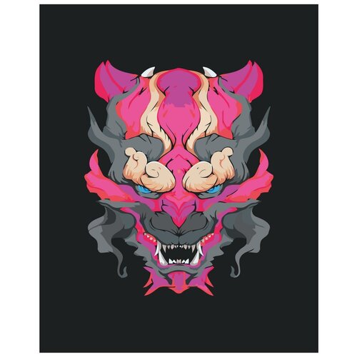 Японская маска демона Раскраска картина по номерам на холсте японская маска дракона раскраска картина по номерам на холсте