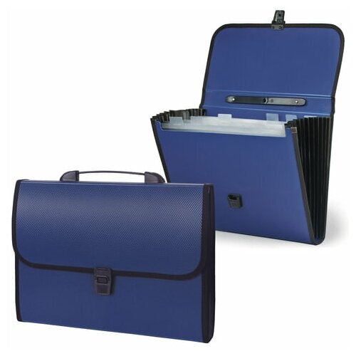 STAFF Папка-портфель пластиковая staff а4 (330х235х50 мм), 7 отделений, с окантовкой, индексные ярлыки, синий, 221205
