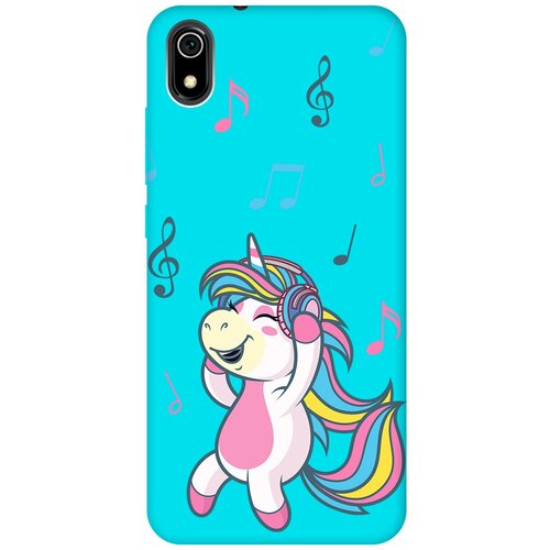 Матовый чехол Musical Unicorn для Xiaomi Redmi 7A / Сяоми Редми 7А с 3D эффектом бирюзовый силиконовый чехол с принтом musical unicorn для xiaomi redmi 7 сяоми редми 7