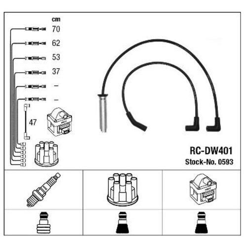 Комплекты высоковольтных проводов RC-DW401 DAEWOO NEXIA 1.5 NGK 0593