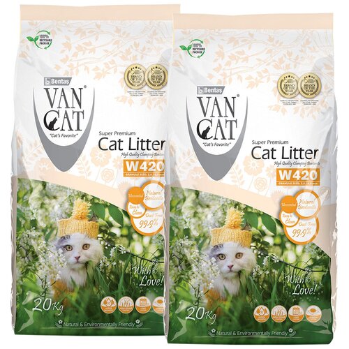 VAN CAT NATURAL наполнитель комкующийся для туалета кошек 100 % Натуральный (20 + 20 кг)