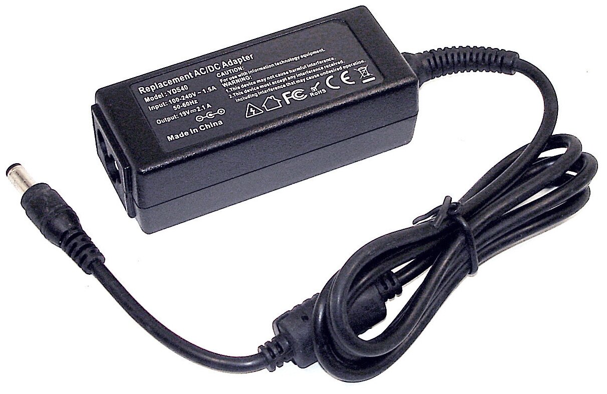 Зарядное устройство (блок питания/зарядка) для монитора и телевизора LCD 19В, 2.1А, 40Вт, 5.5x2.5мм, OEM