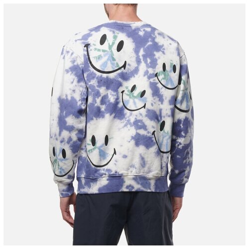фото Мужская толстовка market smiley shibori dye crew neck синий , размер m