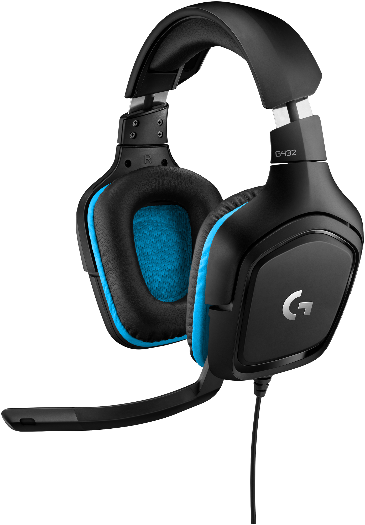 Гарнитура игровая Logitech G432 [981-000770] черная, проводная, объемный звук 7.1, накладной тип, дифузоры 50мм 20 Гц - 20 кГц, направленный микрофон 6мм 100 Гц - 20 кГц, кабель 2м, jack 3,5мм, регулятор громкости