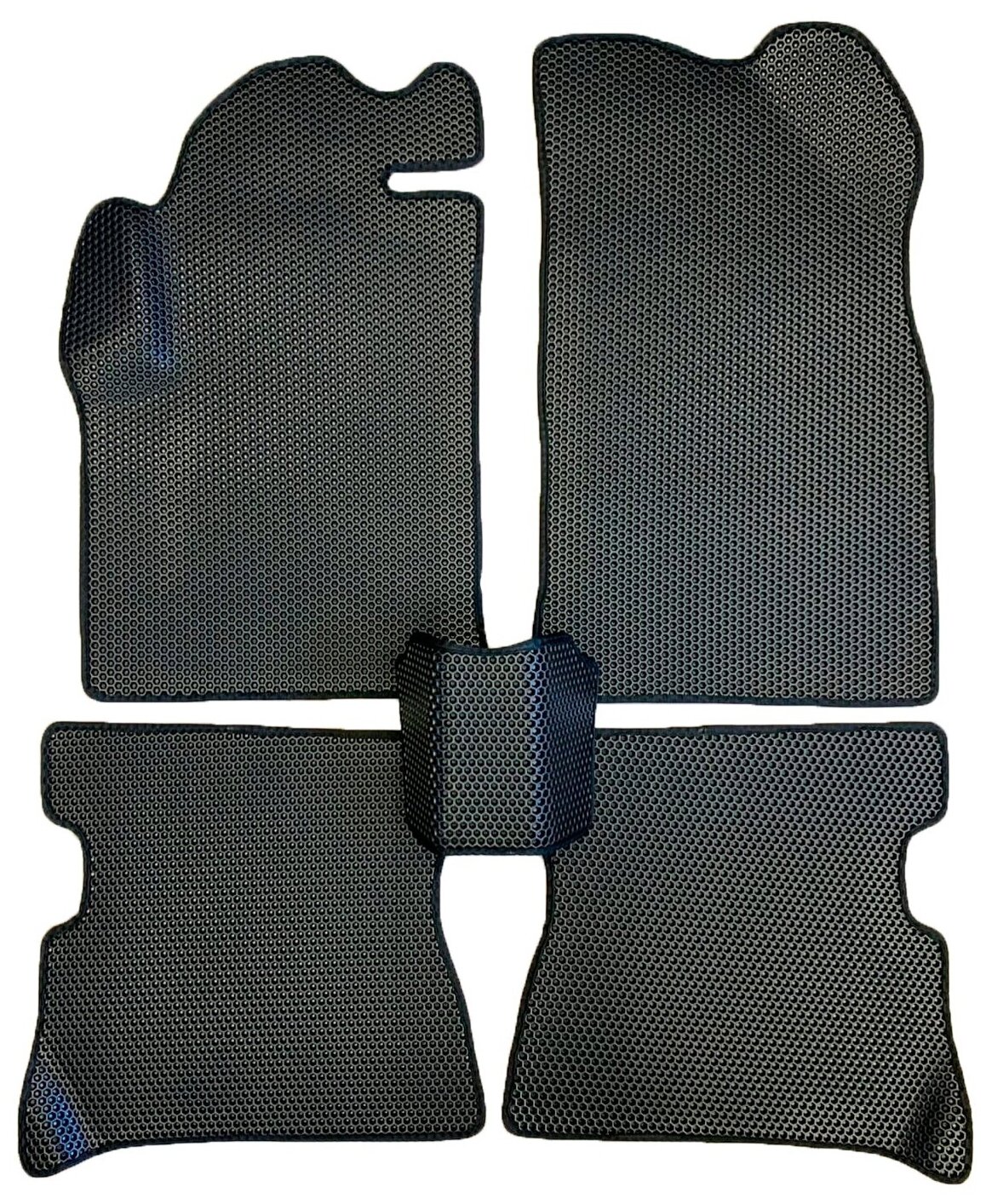 ЕВА коврики для Ford Fusion 1 (2002-2012) / Форд Фьюжн 1 / Черные соты / Черный кант / Комплект 5 шт.