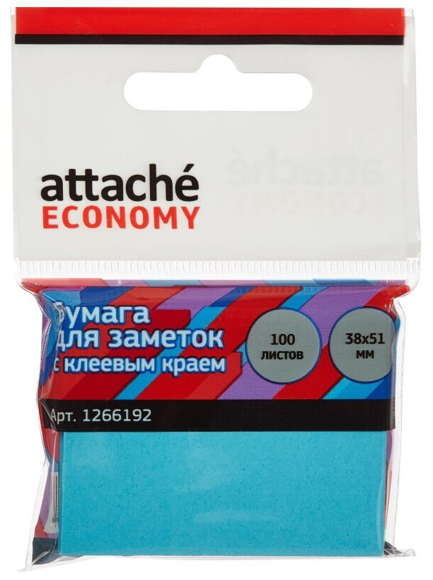 Стикеры "Attache Economy" 38x51 мм 100 лист неоновый синий