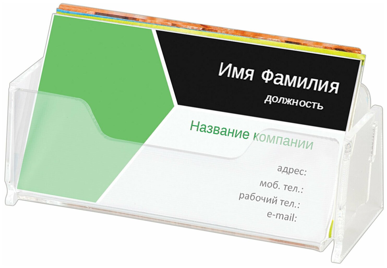 Подставка для визиток настольная BRAUBERG, 95х40 мм, 1 карман глубиной 32 мм, 290420