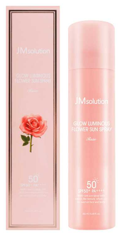 JMsolution Солнцезащитный спрей с экстрактом дамасской розы омолаживающий Glow Luminous Flower Sun Spray SPF 50+ / PA++++ 180 мл