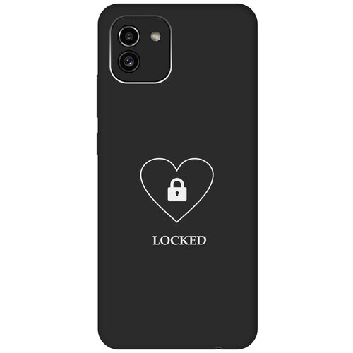 Матовый чехол Locked W для Samsung Galaxy A03 / Самсунг А03 с 3D эффектом черный матовый чехол meaning w для samsung galaxy a03 самсунг а03 с 3d эффектом черный