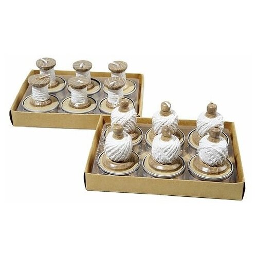 Набор фигурных свечей нитки кремовые, 3,8х6 см (уп. 6 шт.), разные модели, Kaemingk
