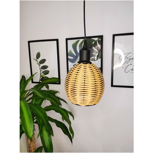 Подвесной светильник, потолочный светильник S4176-1 из полиротанга, бежевый, Е27, 60 Вт