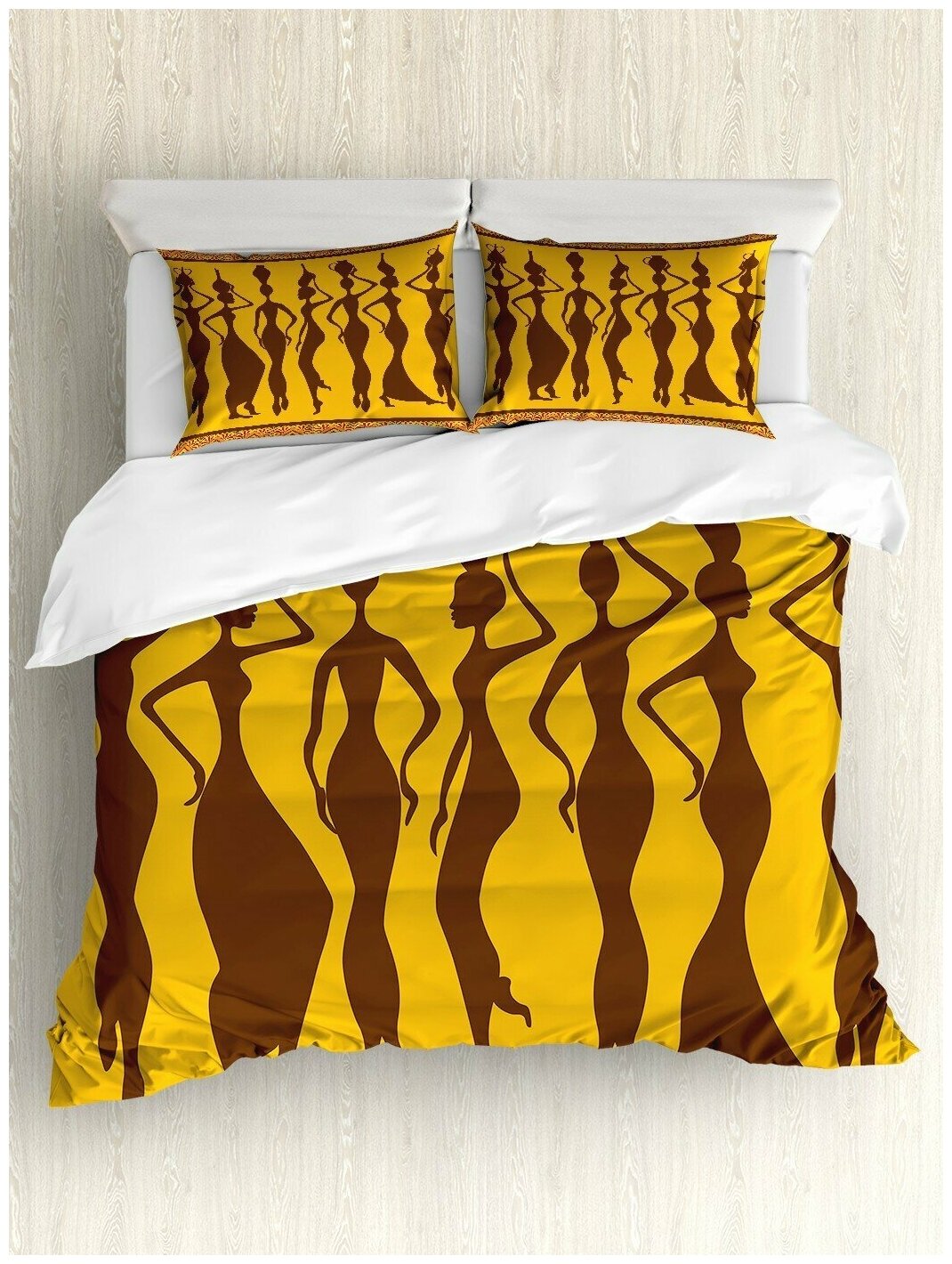 Постельное белье 1,5-спальный комплект Ambesonne "Африканские традиции", пододеяльник 160x220 см, наволочки 50х70 см - фотография № 1