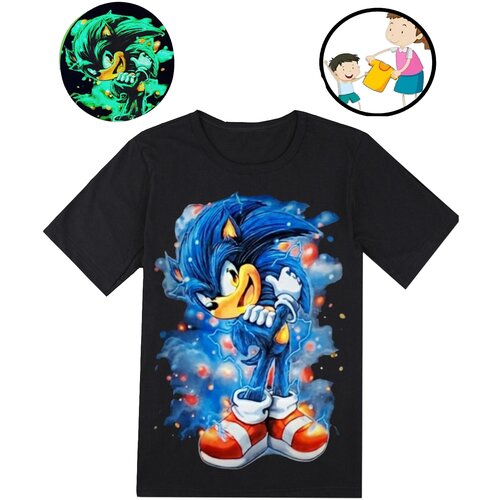 Футболка для мальчика Соник, размер 28, цвет черный