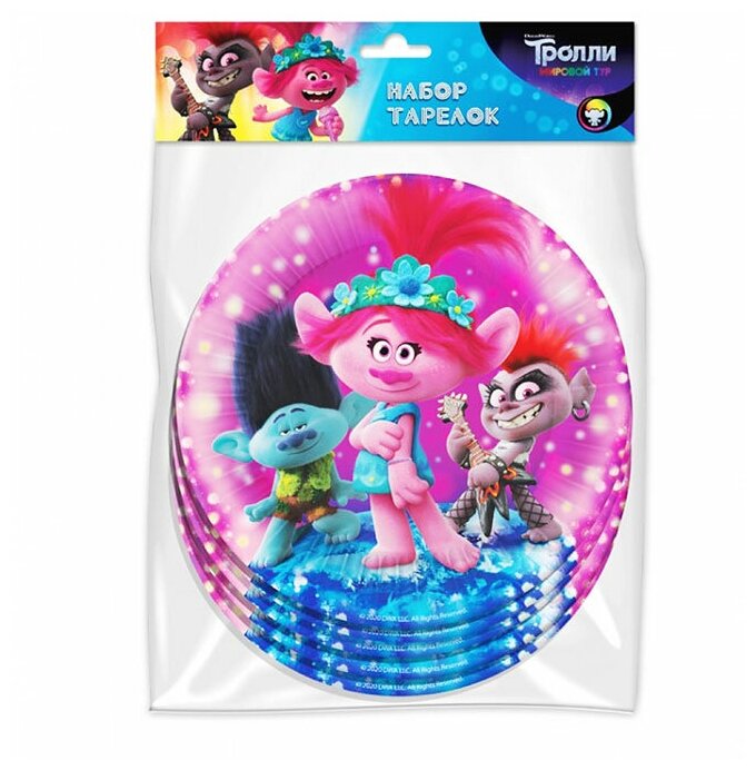 Тарелки бумажные ND Play Trolls, 6 шт, 180 мм (290253)