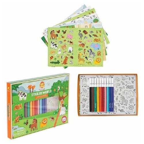 Набор для творчества с наклейками и фломастерами Tiger Tribe «Царство животных»