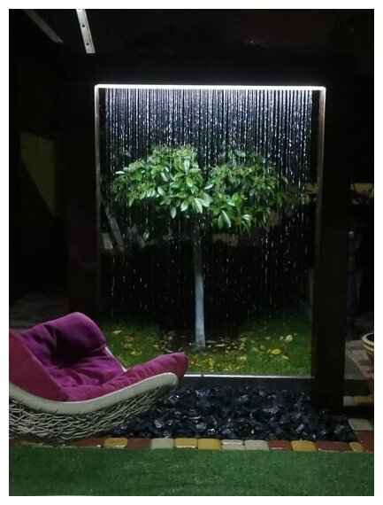 Садовый Водопад "Палаус" / Элемент ландшафтного дизайна / Уличный фонтан с LED подсветкой на пульте управления / цвет "Робин Гуд"
