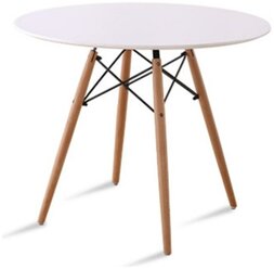 Стол белый журнальный Sitzone, кофейный столик, обеденный стол. Диаметр столешницы 80 см