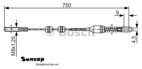 BOSCH 1987477140 трос тормозной