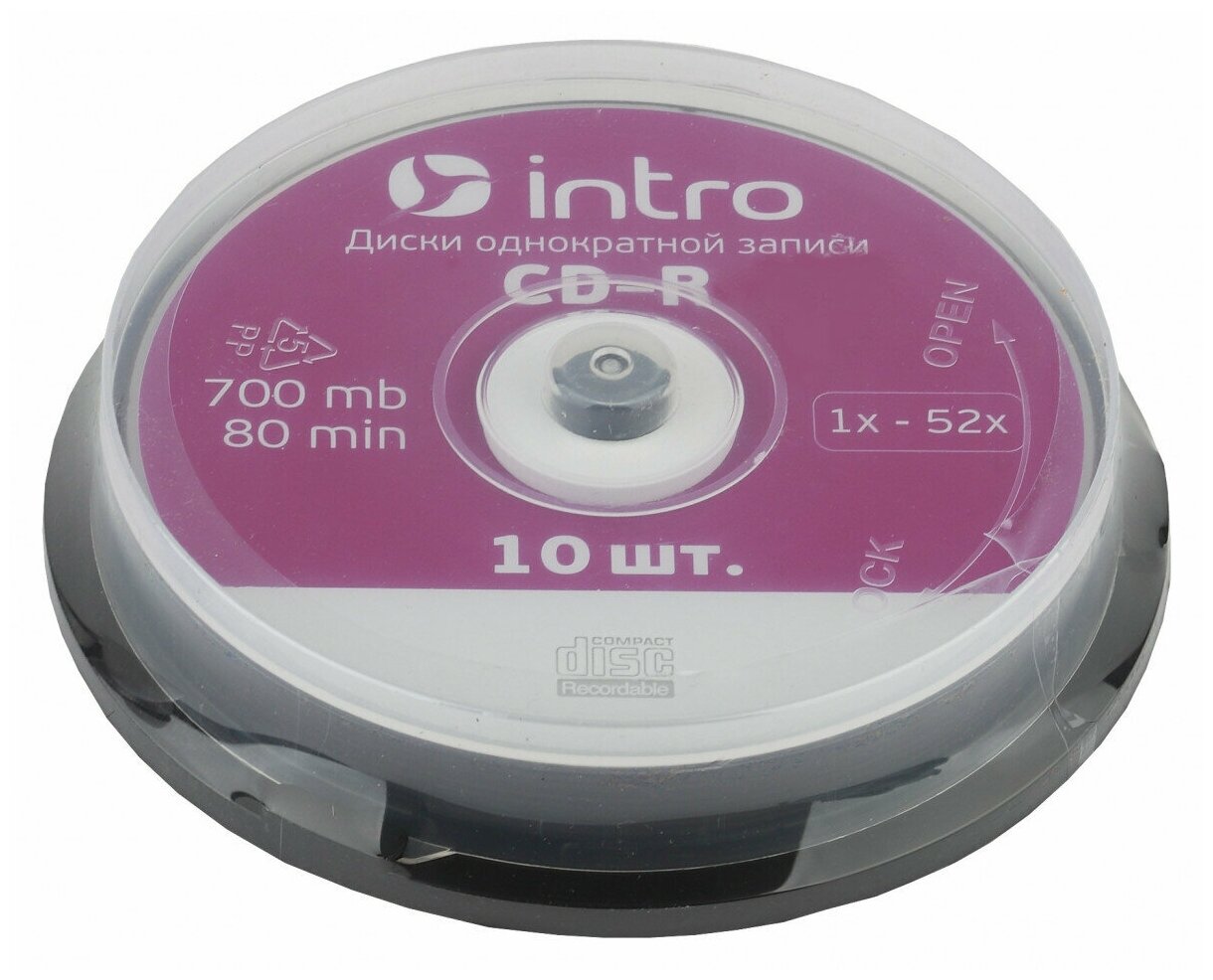 Intro Диск CD-R Intro 700Mb 52x Cake Box, 10шт (UL120230A8L)