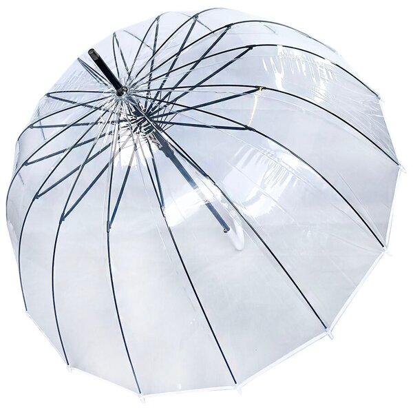 Зонт-трость Meddo, полуавтомат, 2 сложения, купол 96 см., 16 спиц, прозрачный, чехол в комплекте