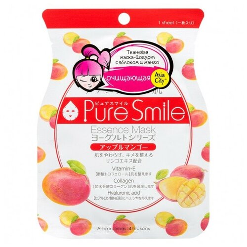 SUNSMILE Маска для лица SUNSMILE Yougurt, на йогуртовой основе, с яблоком и манго, 1 шт.