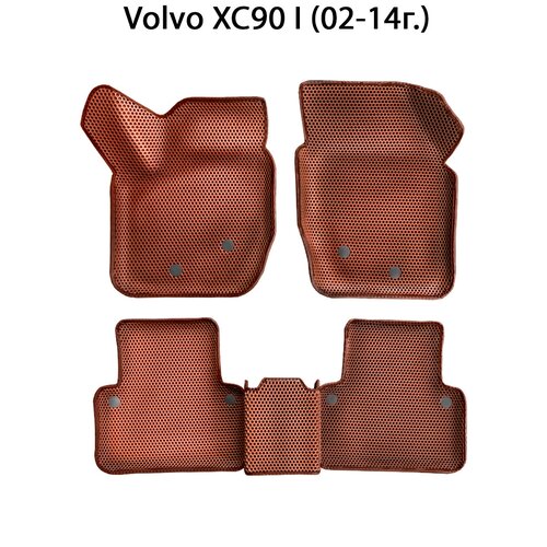 Автоковрики ЭВА с Бортами для Volvo XC90 I (02-14г.). Для 5-ти местного авто от SUPERVIP. Серый цвет.