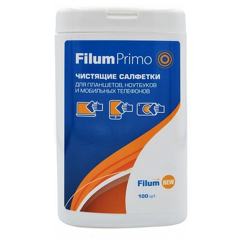 Салфетки Filum Primo CLN-T1005 для планшетов, ноутбуков и мобильных телефонов, 100 шт