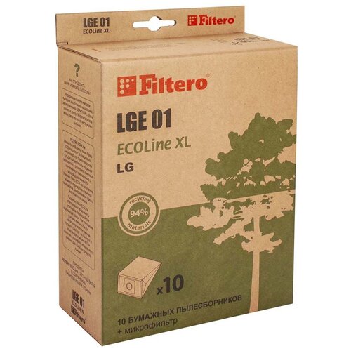 Filtero LGE 01 (10+фильтр) ECOLine XL, бумажные пылесборники 05842 Filtero мешок пылесборник euroclean многоразовый для lg evgo polar и др