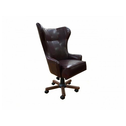 GRUPPO 396 Кресло Корфур Модерн на опоре пятилучье с деревянными накладками, искусственная кожа, цвет бордовый