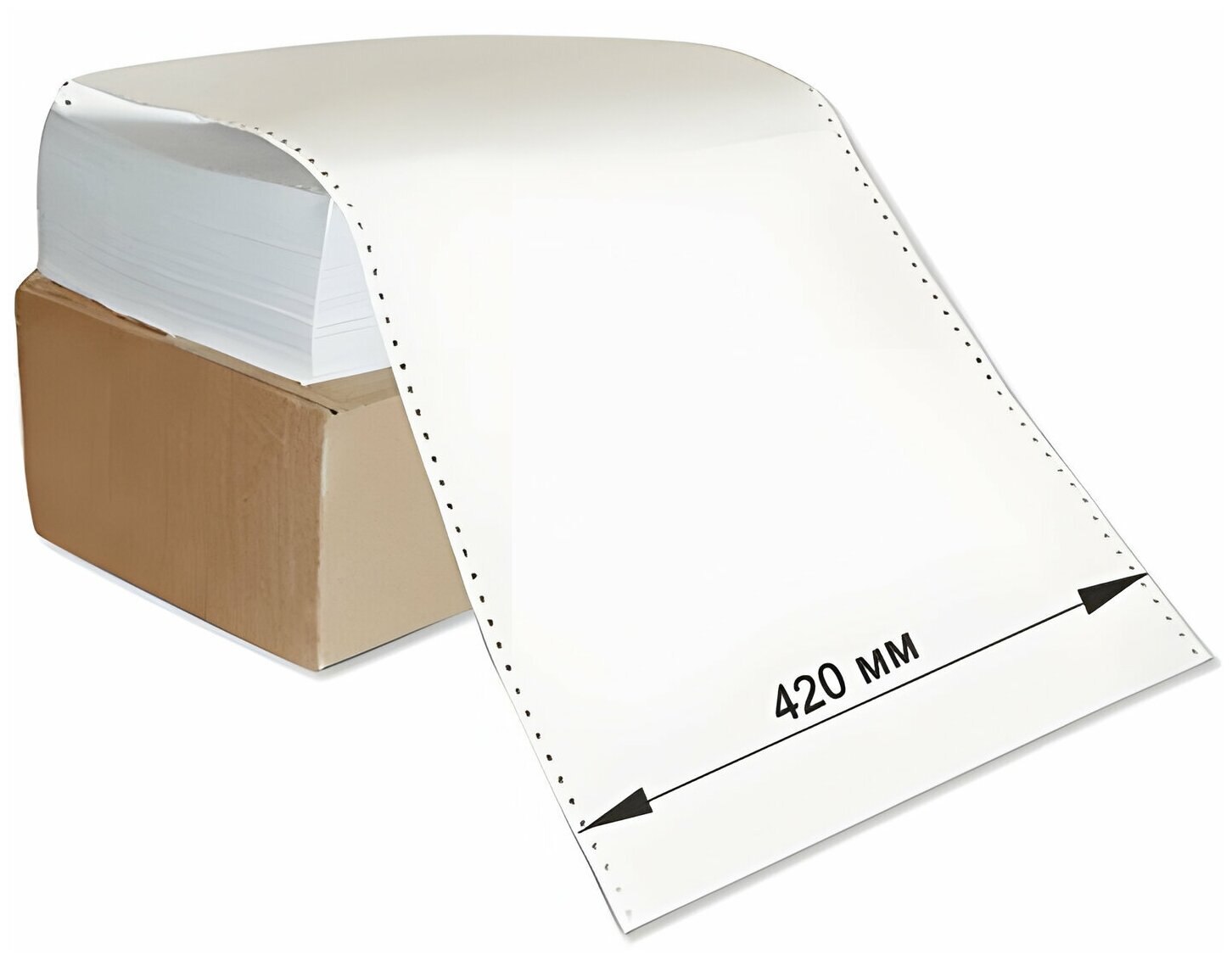 Бумага с неотрывной перфорацией, 420х305 мм (12"), 1600 листов, плотность 65 г/м2, белизна 98%