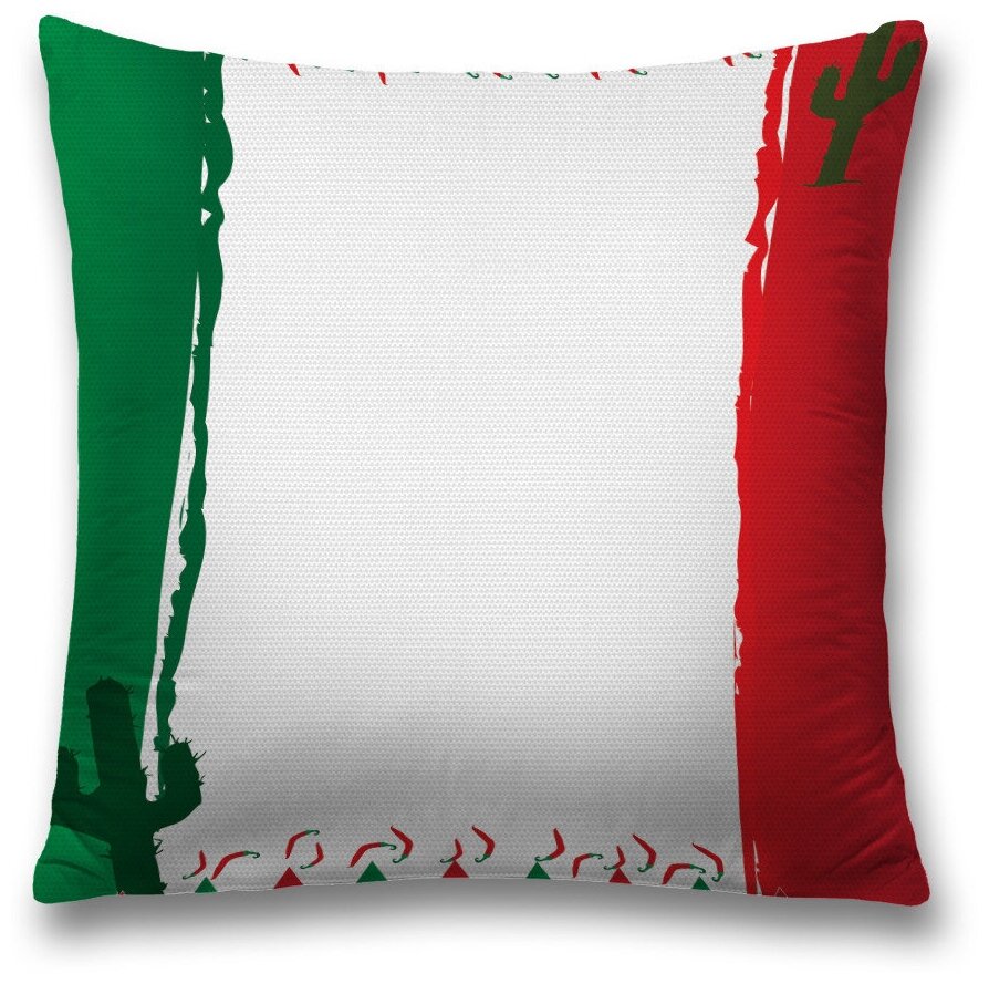 Наволочка декоративная на молнии, чехол на подушку JoyArty "Мексиканские цвета флага" 45х45 см
