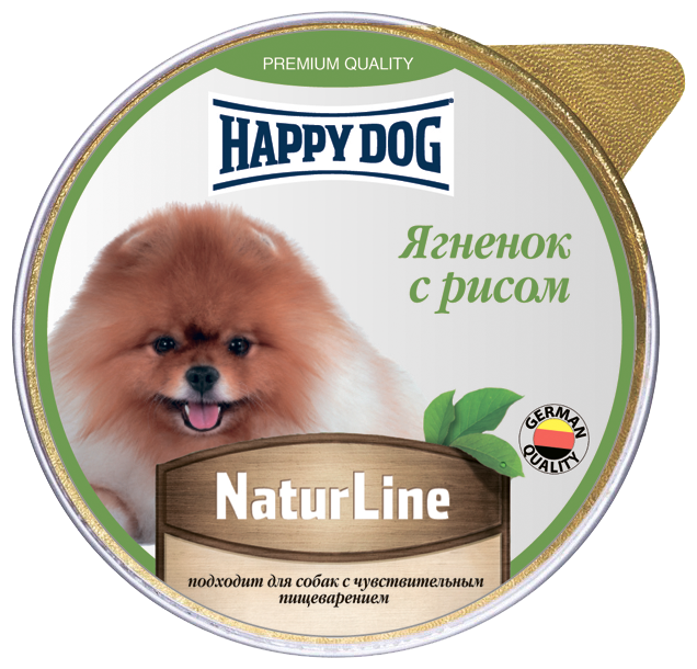 Хэппи Дог Natur Line консервы для собак Ягненок с рисом паштет 125 г