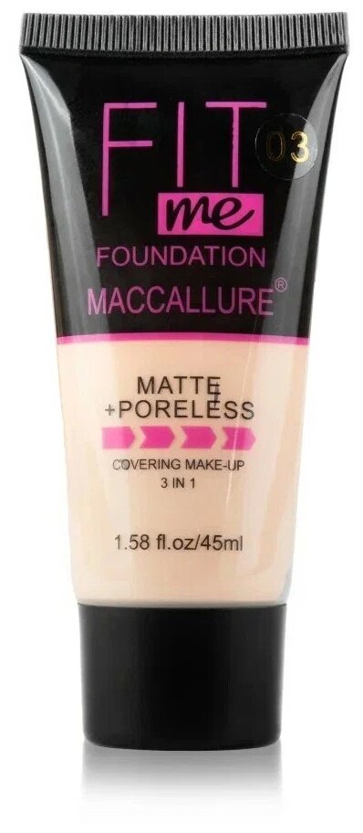 Maccallure Тональный крем Fit Me Matte + Poreless, оттенок: 03