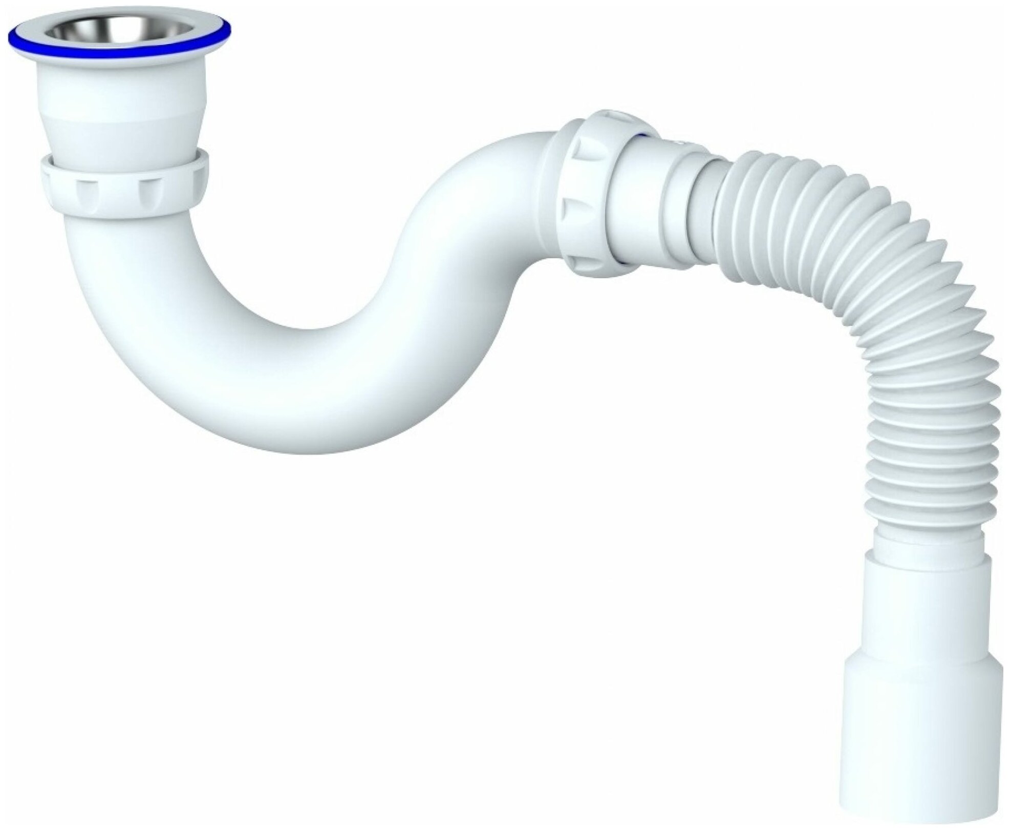 фото G32 Сифон для душевого поддона прямоточный 1.1/2" х 40 (нерж. вып) c унив. г. т.40 х 40/50 Unicorn