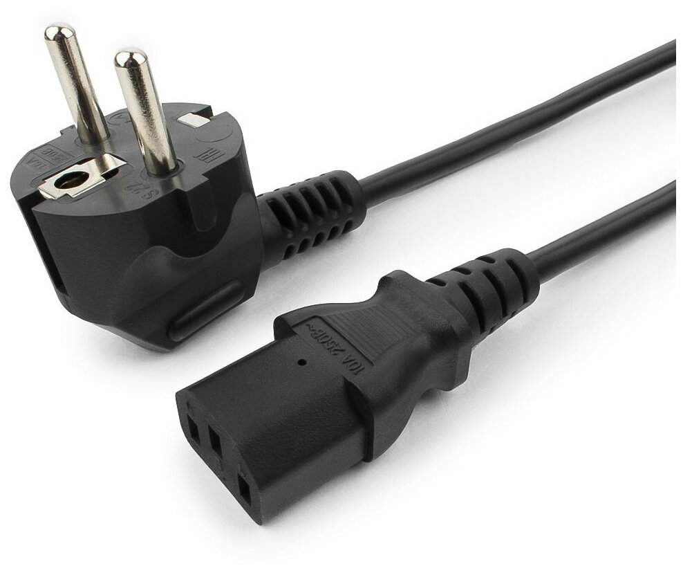 фото Кабель питания Power Cube RPC-186-1-1.8M, 1,8м, Schuko- C13, 3*1, черный, с заземлением, Россия