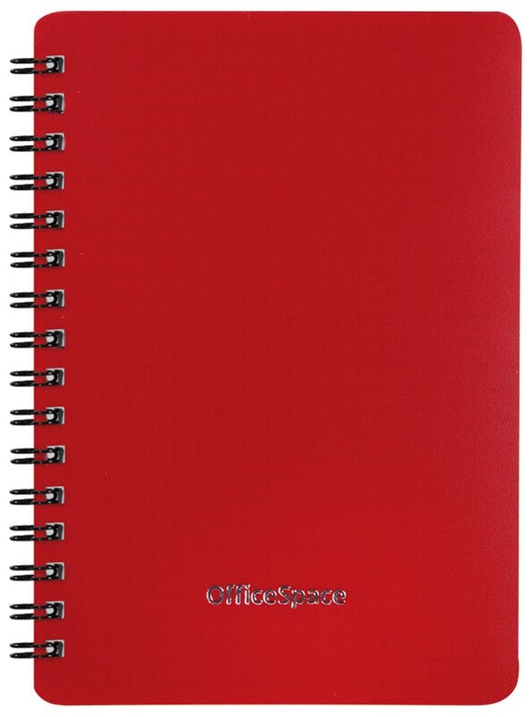 Записная книжка А6 60л, на гребне OfficeSpace "Base", красная пластиковая обложка, 3 штуки