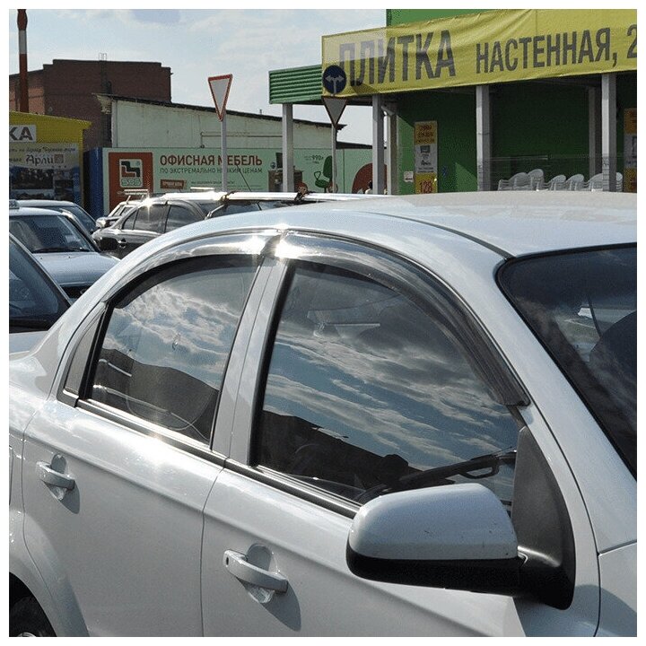 Дефлекторы окон Chevrolet Aveo с 2006 по 2011, седан, к-т 4 шт, скотч 3M