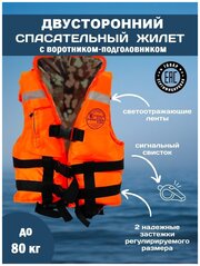 Спасательный жилет POSEIDON FISH Life vest взрослый до 80 кг с подголовником гимс, Беларусь