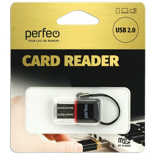 Картридер Perfeo Micro SD, (PF-VI-R008 Black) чёрный