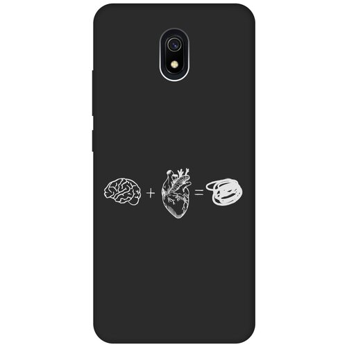 Матовый Soft Touch силиконовый чехол на Xiaomi Redmi 8A, Сяоми Редми 8А с 3D принтом Brain Plus Heart W черный матовый soft touch силиконовый чехол на xiaomi redmi 8a сяоми редми 8а с 3d принтом brain off w черный