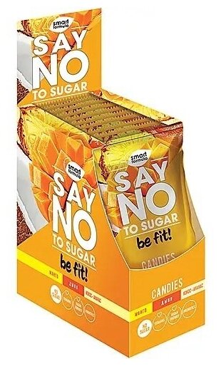 "Smart Formula", карамель без сахара Say no to sugar, манго, дыня, кокос-ананас, 60 г (упаковка 10 шт.) - фотография № 1