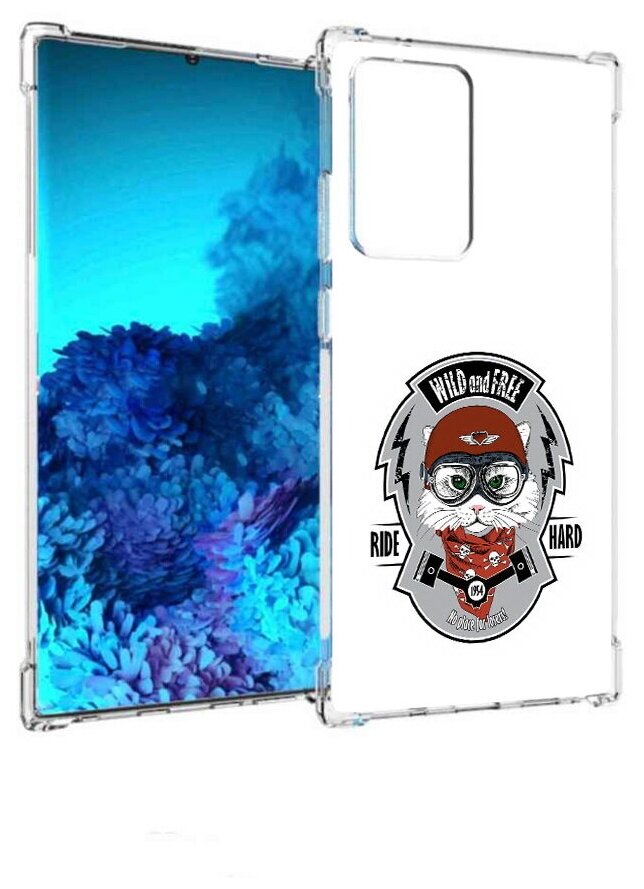 Чехол задняя-панель-накладка-бампер MyPads кошка в шлеме для Samsung Galaxy Note 20 Ultra (SM-N985F)/Note 20 + Plus противоударный