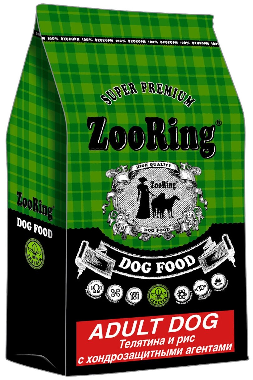 ZOORING ADULT DOG для взрослых собак средних и крупных пород с телятиной и рисом для суставов с хондрозащитными агентами (20 кг)