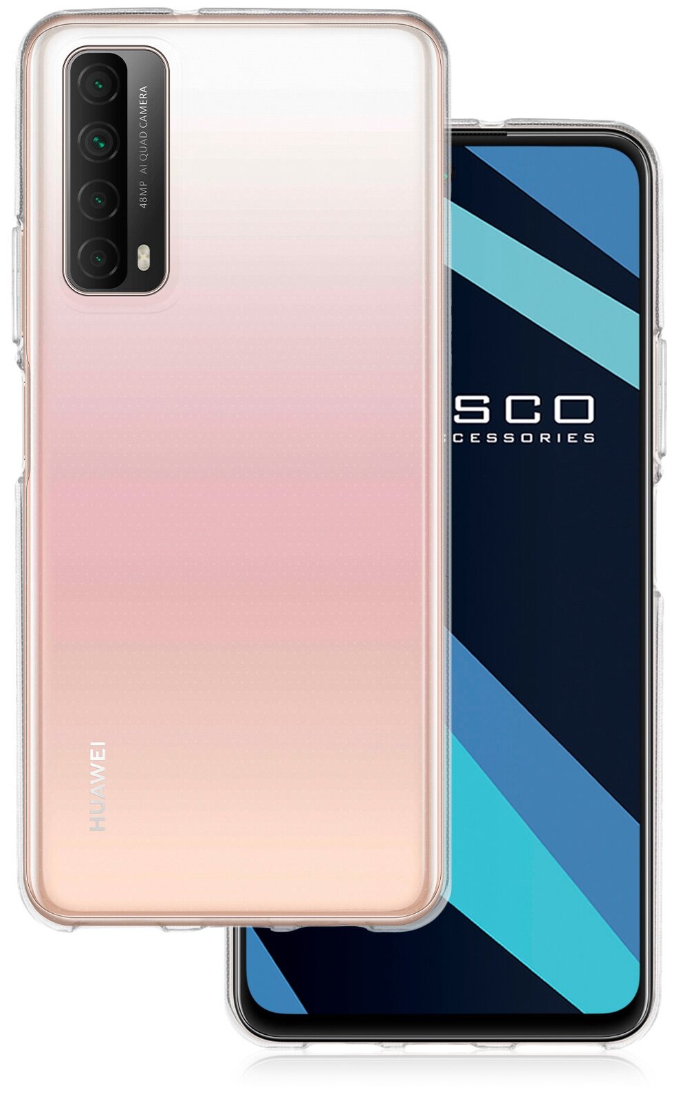 ROSCO/ Качественный силиконовый чехол для Huawei P Smart 2021 ( Хуавей П Смарт 2021, Хуавэй). Бортик (защита) вокруг модуля камер, прозрачный, тонкий