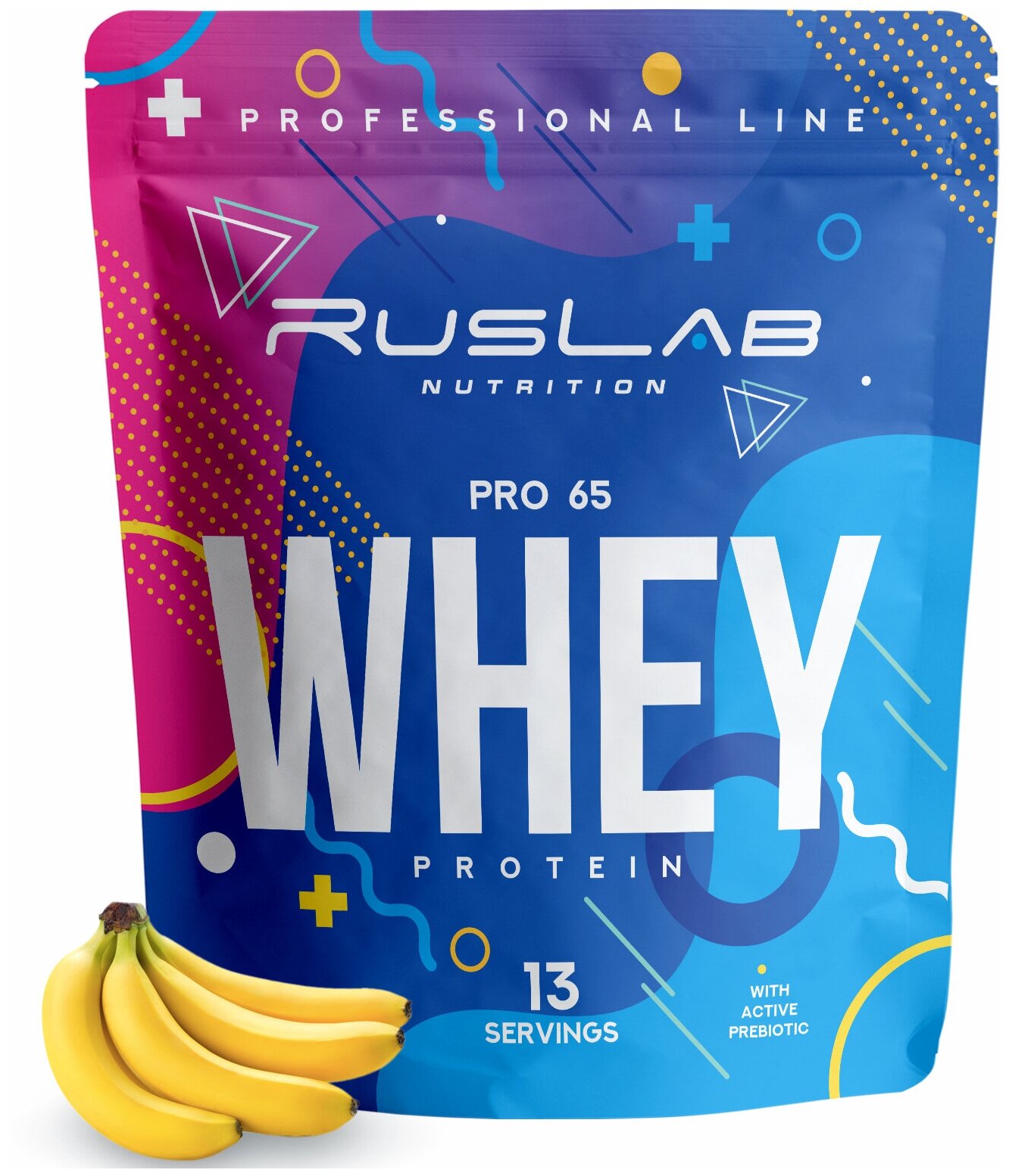 Протеин сывороточный WHEY PRO 65, белковый коктейль (416 гр), вкус банан