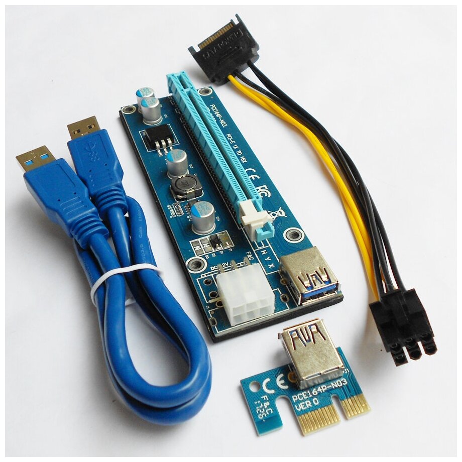 Райзер USB3.0 PCI-E 1X на 16X 6pin